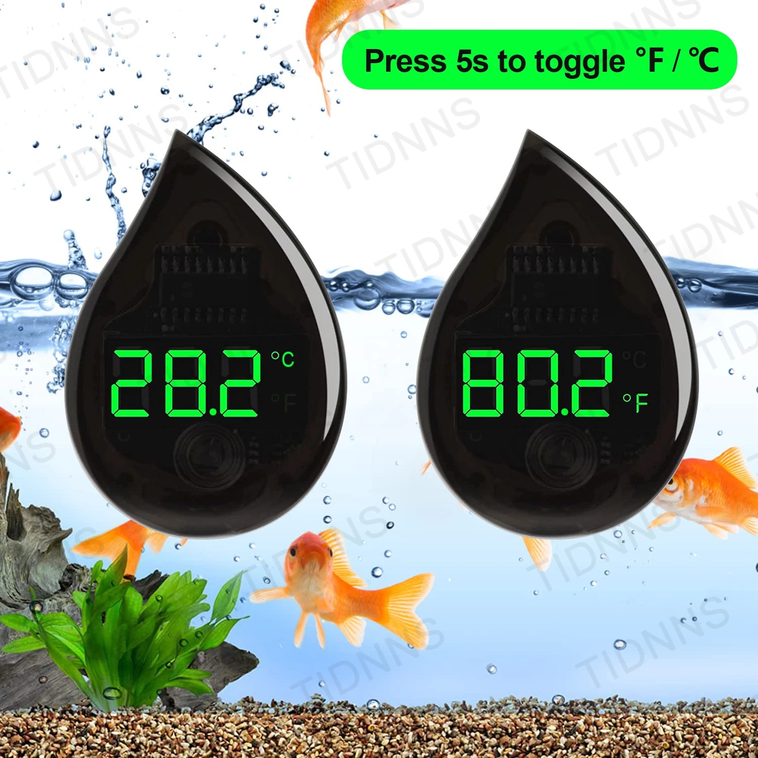 Marine Aquarium Glue - Termometro Digitale LCD Autoadesivo per Acquario,